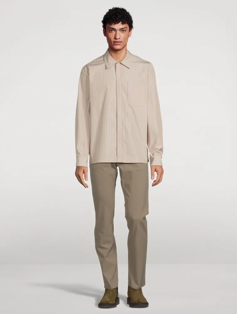 Project Cotton-Blend Shirt Jacket Striped Print