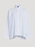 Double Stand Collar Shirt Box Check Print
