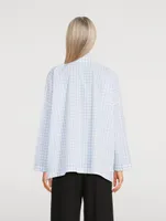 Double Stand Collar Shirt Box Check Print