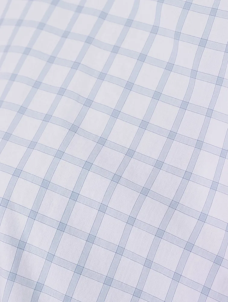 Double Stand Collar Shirt Box Check Print