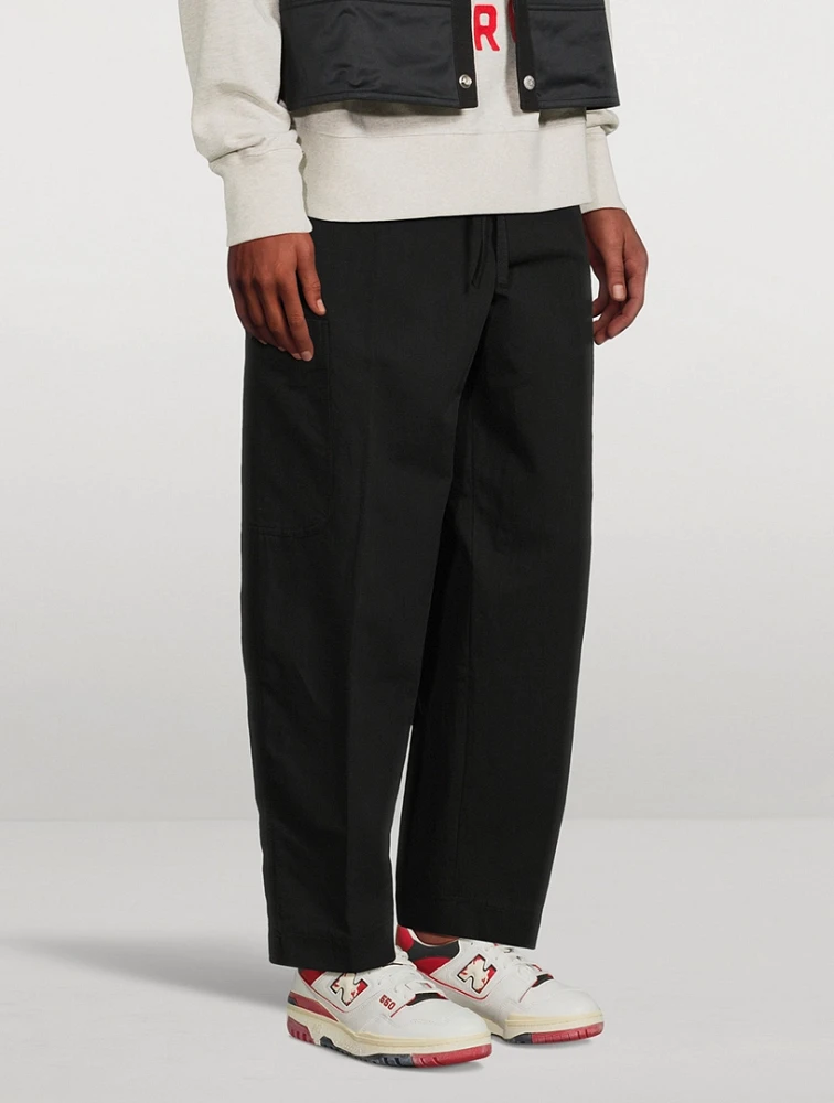 Cotton And Linen Cargo Jogger Pants