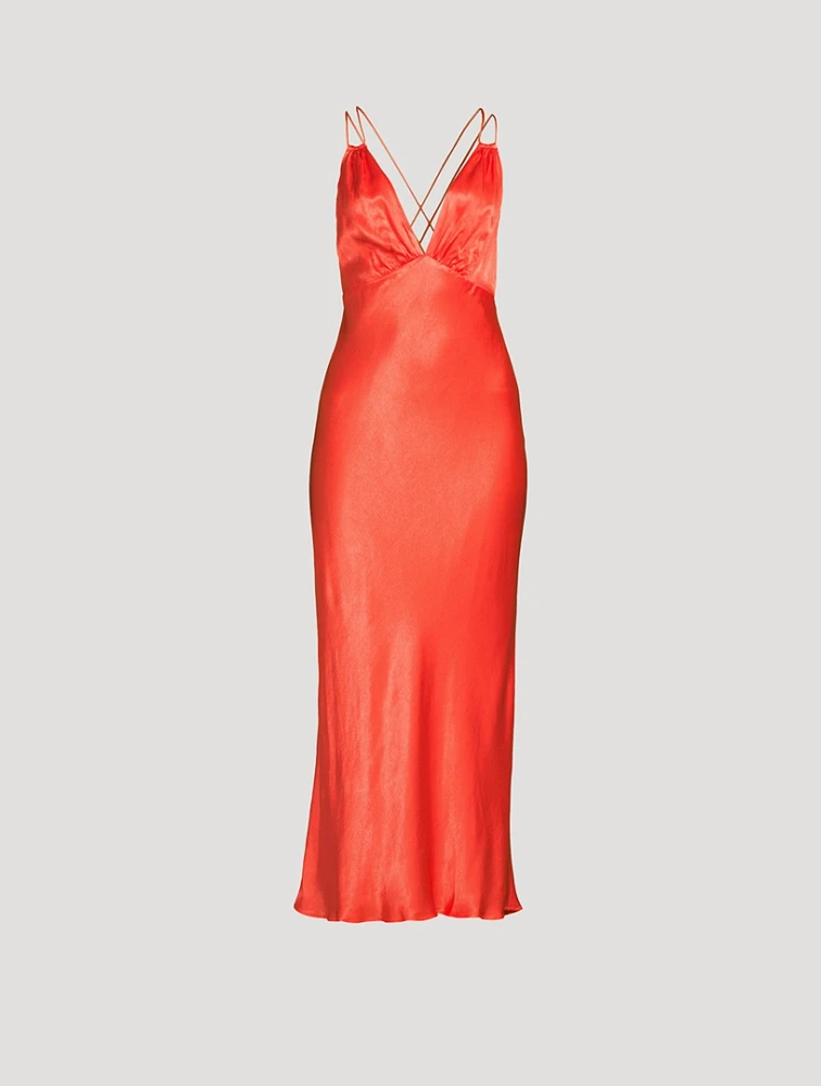 Mia Bias-Cut Satin Slip Dress