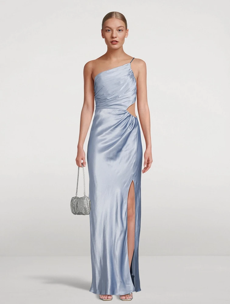 La Lune One-Shoulder Satin Gown