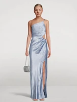 La Lune One-Shoulder Satin Gown