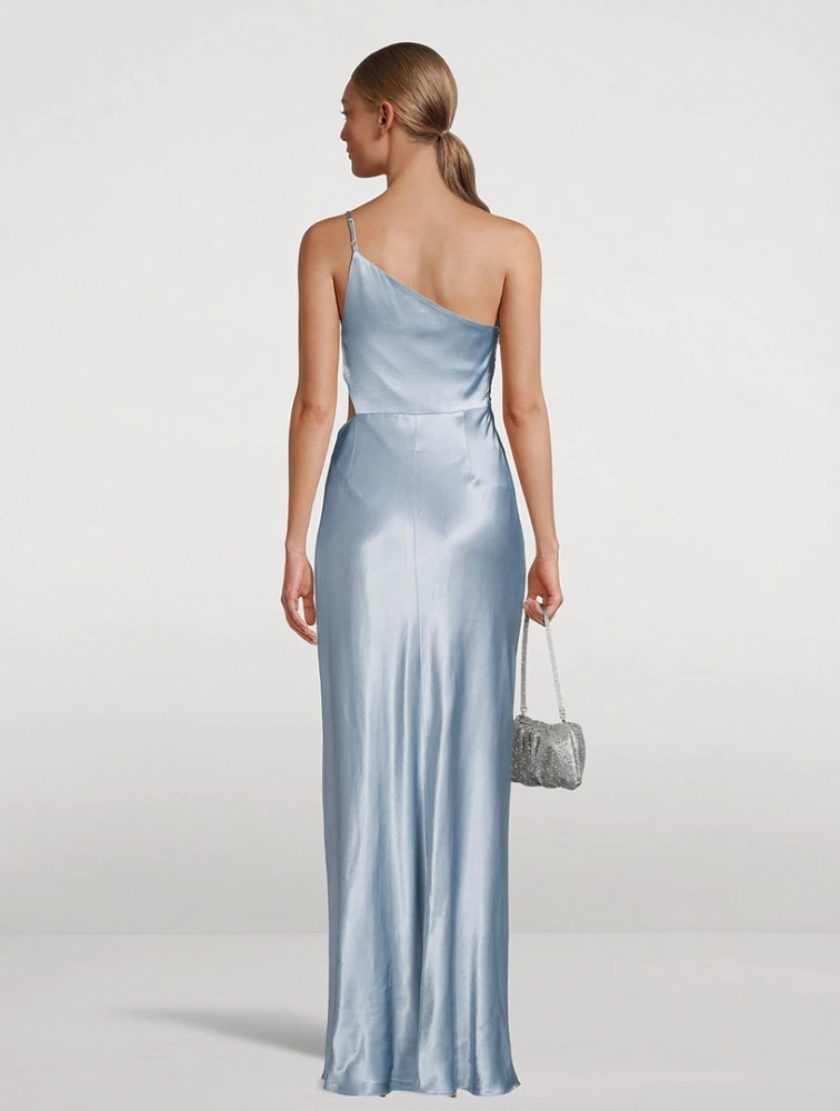 La Lune One-Shoulder Satin Gown