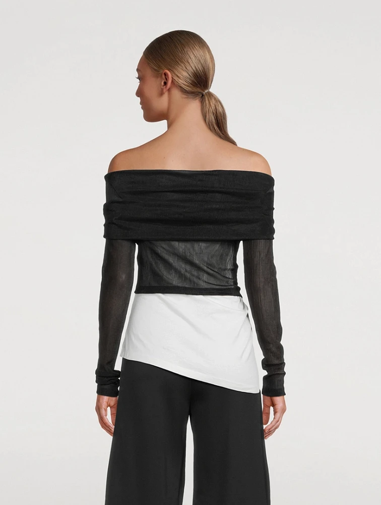 Sheer Rib and Jersey Asymmetric Top