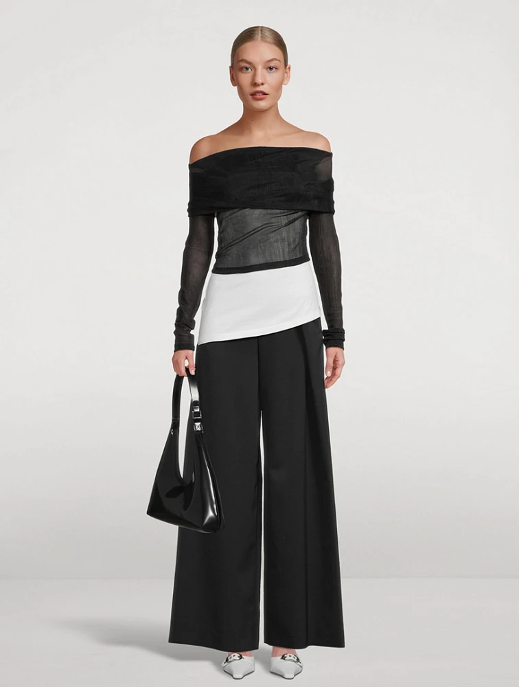 Sheer Rib and Jersey Asymmetric Top