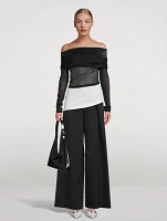 Sheer Rib and Jersey Asymmetric Top