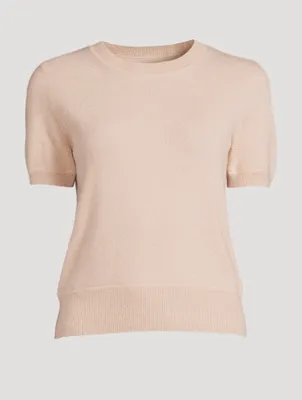 Cashmere Cropped Short-Sleeve Sweater