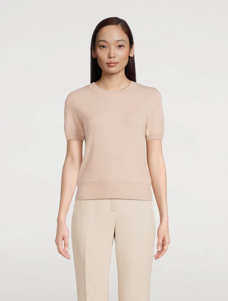 Cashmere Cropped Short-Sleeve Sweater