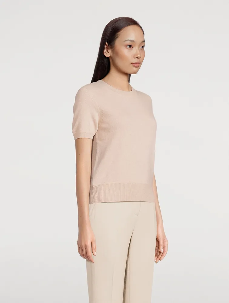 Cashmere Cropped Short-Sleeve Sweater