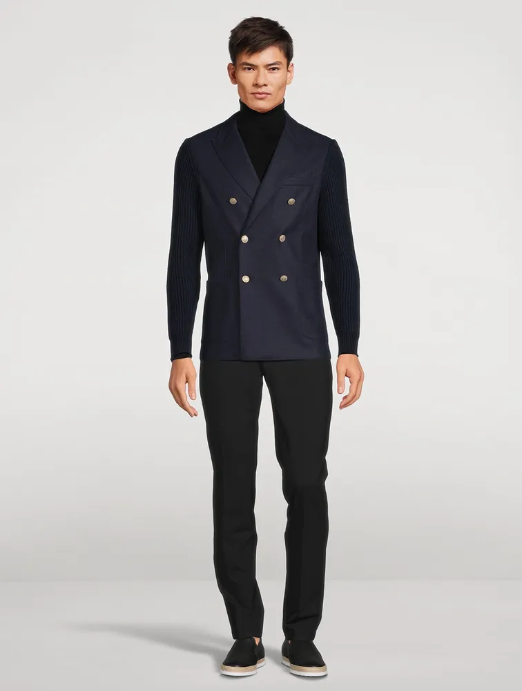 Wool And Nylon Double-Breasted Jacket