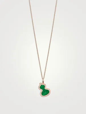 Large Wulu 18K Rose Gold Necklace With Diamonds And Jade