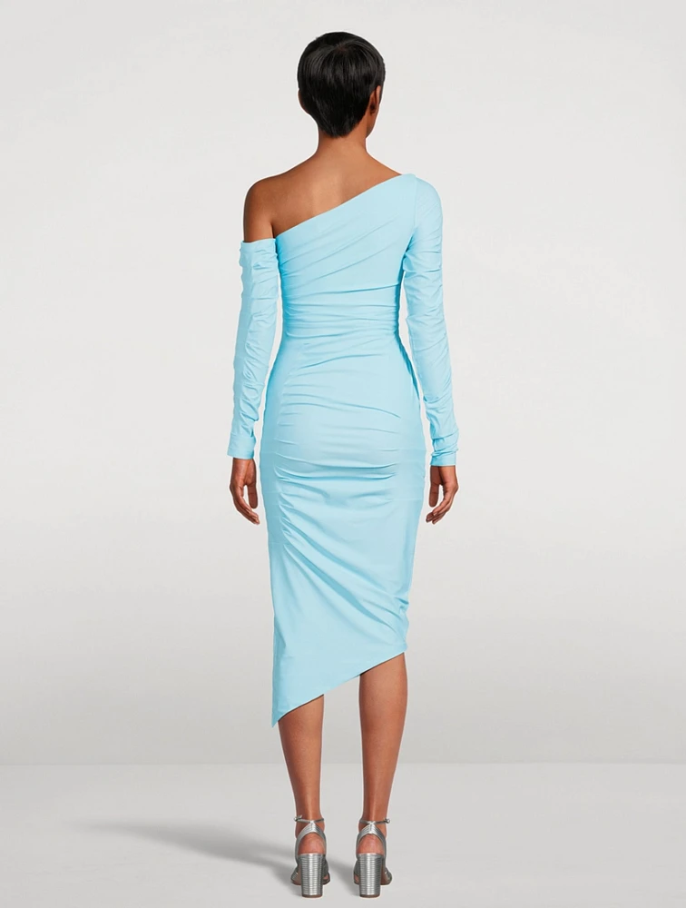 Sena Asymmetric Ruched Midi Dress