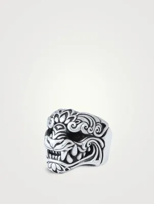 Silver Oni Mask Ring