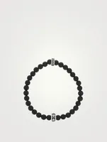 Onyx Bead Bracelet With Micro Stackable MB Cross Ring