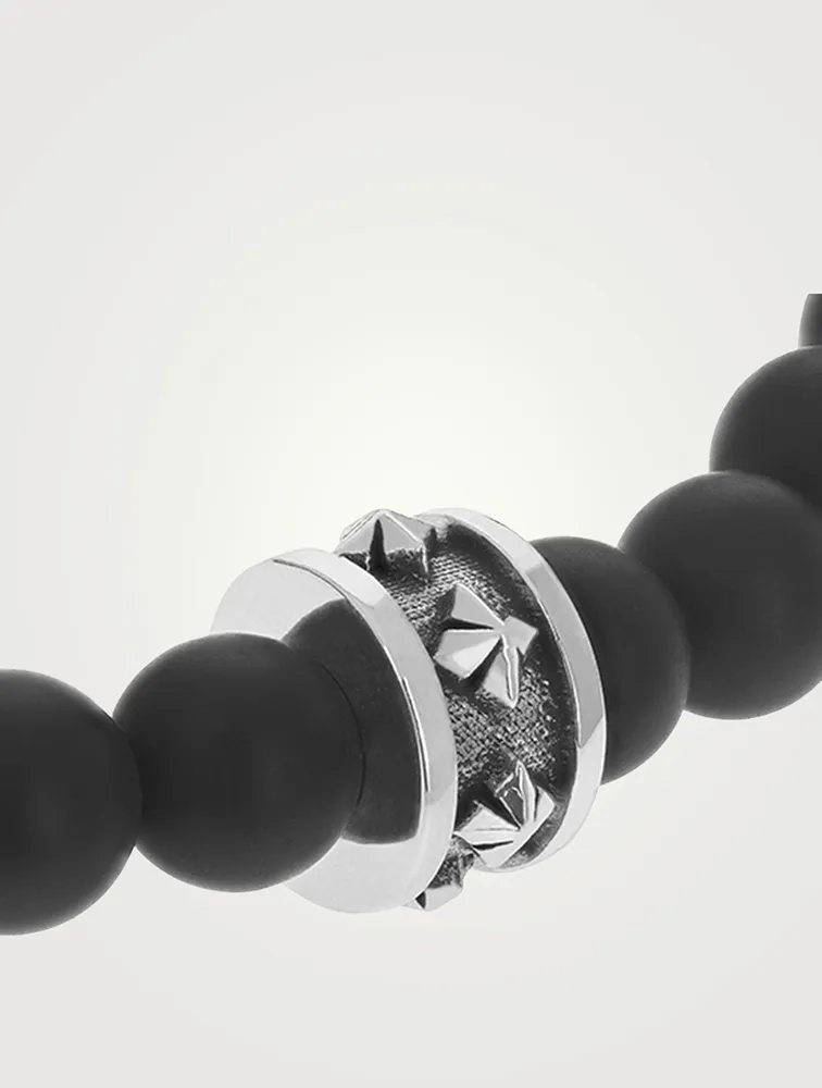 Onyx Bead Bracelet With Micro Stackable MB Cross Ring