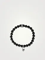 Skull And Black Onyx Beaded Bracelet