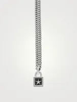 Silver Star Padlock Pendant  Necklace