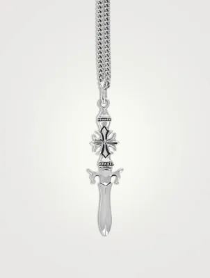 Small Silver Gothic Cross Dagger Pendant Necklace