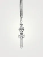 Small Silver Gothic Cross Dagger Pendant Necklace