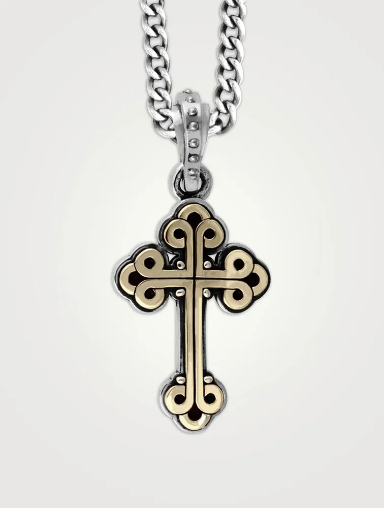 Small Silver Traditional Cross Pendant Necklace