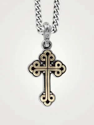Small Silver Traditional Cross Pendant Necklace