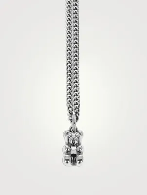 Large Silver Gummie Bear Pendant Necklace