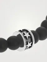 Onyx Beaded Bracelet With Micro Stackable Star Ring