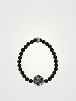 Saint Michael Onyx Beaded Bracelet