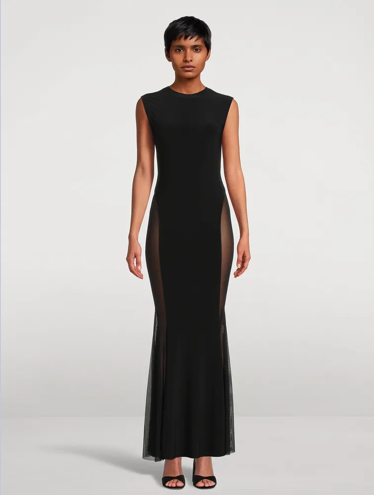 Fishtail Gown With Mesh Sides