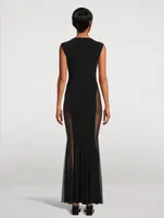 Fishtail Gown With Mesh Sides