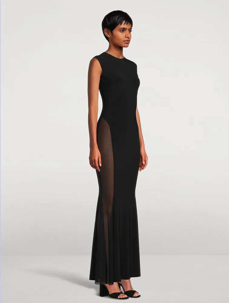 Fishtail Gown With Mesh Sides