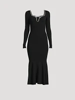 Knit Diamante Trim Midi Dress