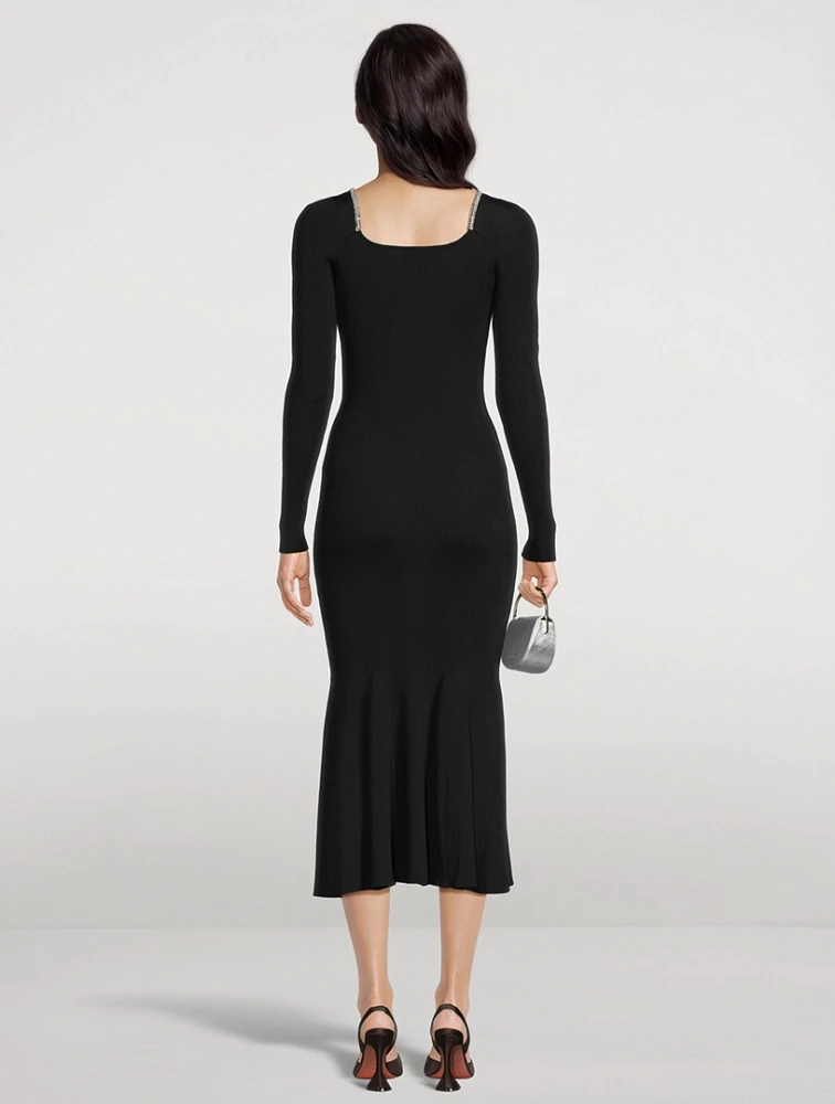 Knit Diamante Trim Midi Dress