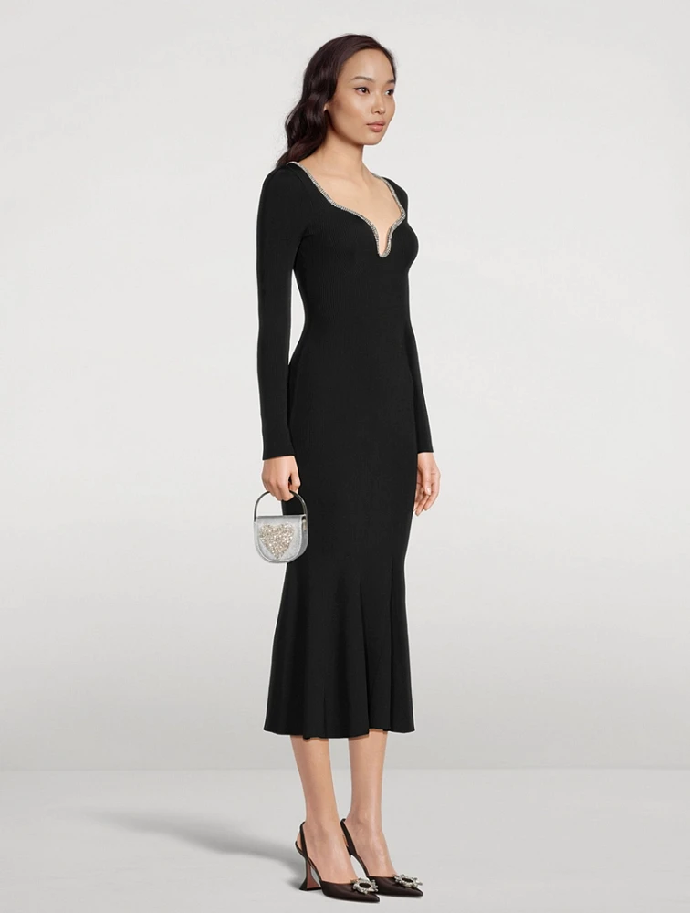 Knit Diamante Trim Midi Dress