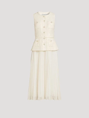 Sequin Boucle Tailored Midi Dress