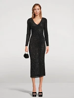 Rhinestone Gathered Midi Dress