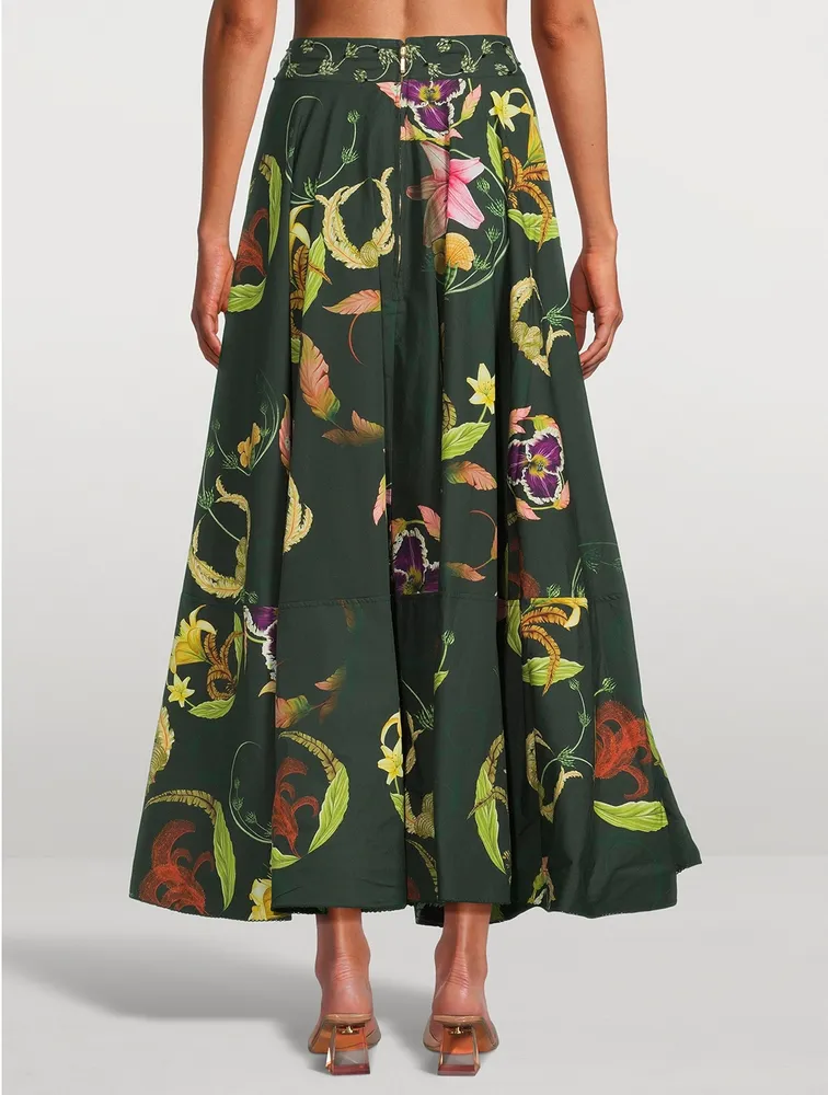 Bergamota Marina Embellished Maxi Skirt Floral Print