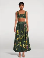 Bergamota Marina Embellished Maxi Skirt Floral Print