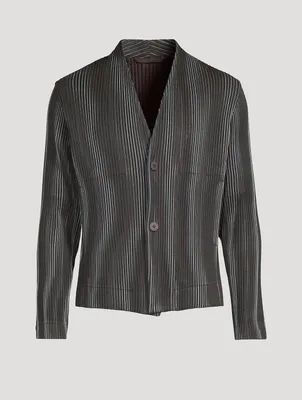 Tweed Pleats Collarless Jacket