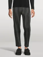 Tweed Pleats Straight-Leg Pants
