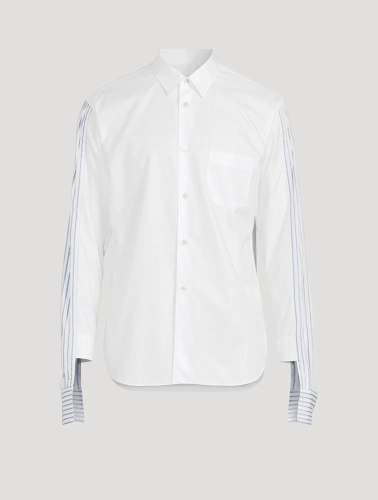 Cotton Poplin Shirt With Striped Sleeve