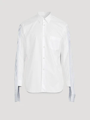 Cotton Poplin Shirt With Striped Sleeve