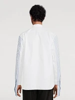 Cotton Poplin Shirt With Striped Sleeve