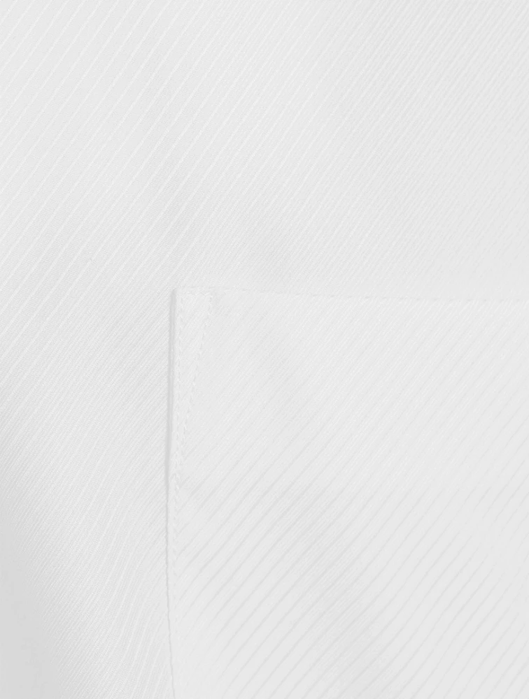 Cotton Poplin Shirt With Striped Sleeve