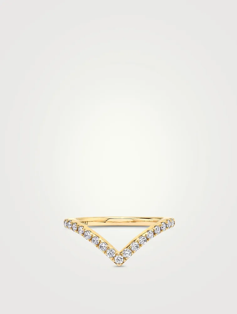 18K Gold Signature V Band With Lab Grown Diamonds