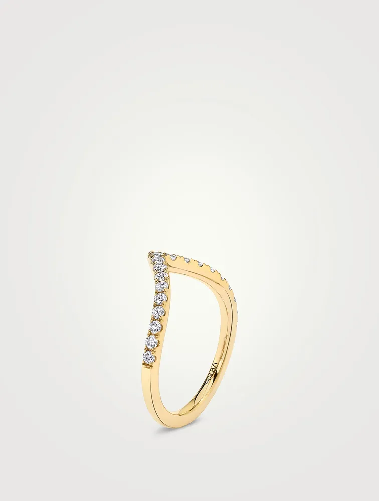 18K Gold Signature V Band With Lab Grown Diamonds