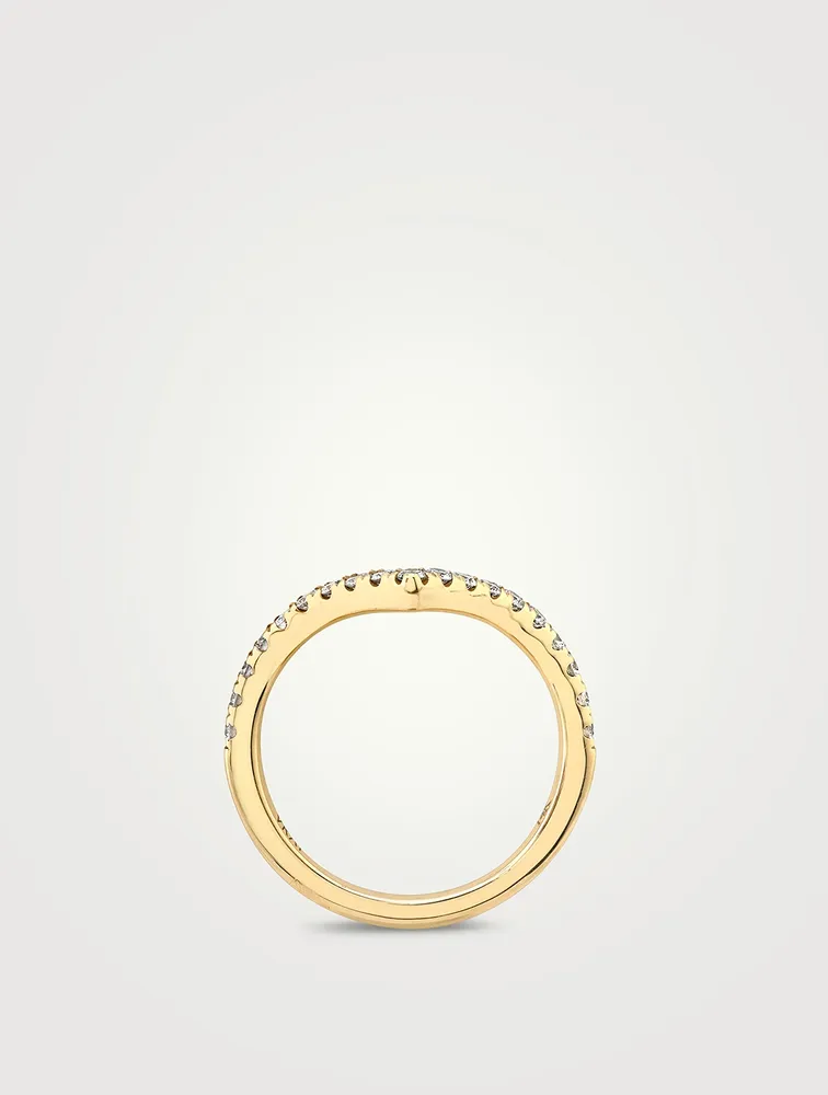 18K Gold Signature V Band With Lab Grown Diamonds