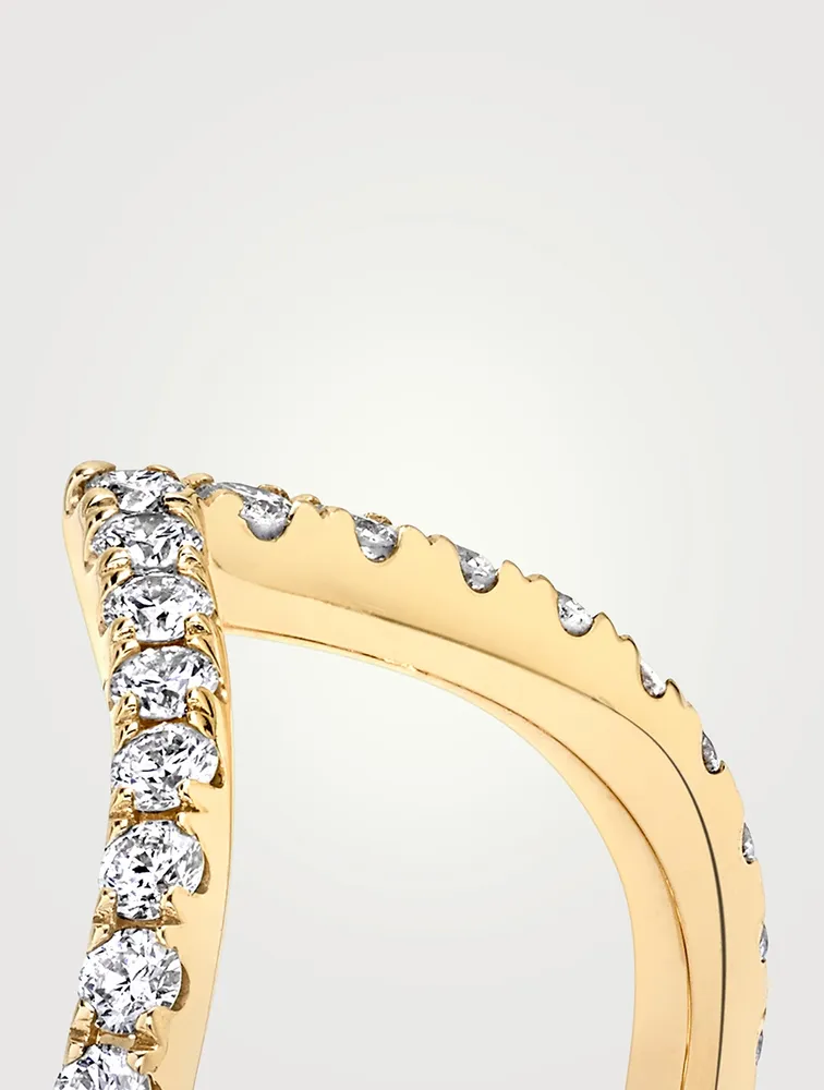 18K Gold Signature V Band With Lab Grown Diamonds